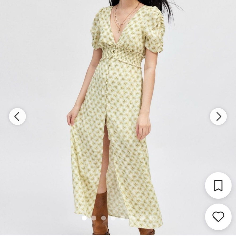 Urban Outfitters Yellow Patterned Maxi Dress